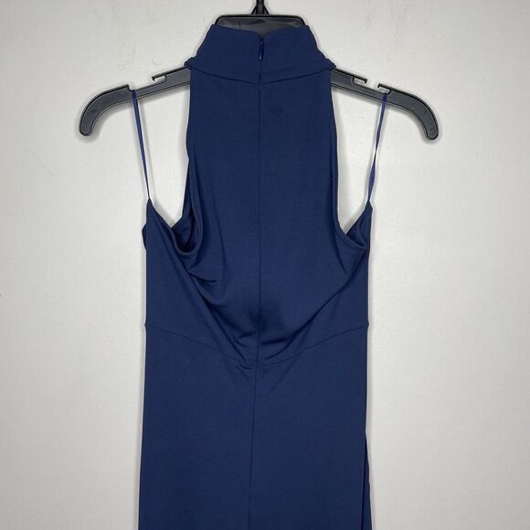 MICHAEL KORS COLLECTION Gown Womens 4 Navy Blue High Neck Sleeveless Dress Italy - Picture 5 of 9